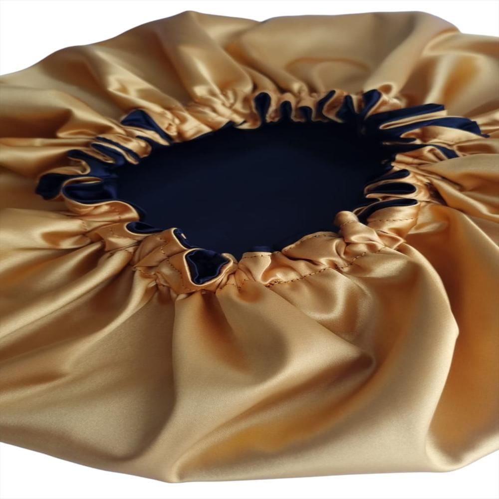 Gorro De Satín Antifrizz Cabello Rizado O Afro Dorado / Negro