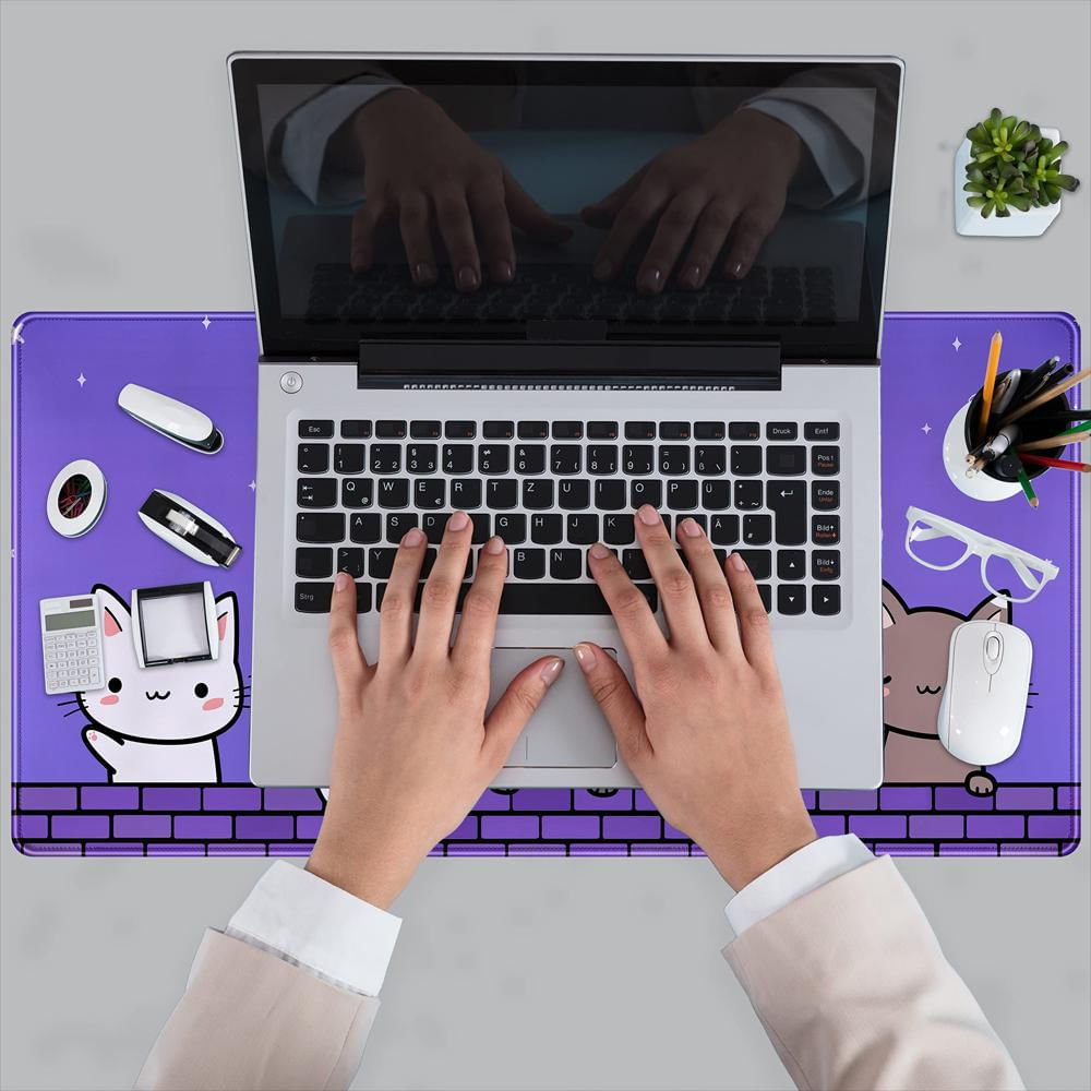 Tapete De Escritorio Kawaii Xxl Con Gatos Morados img #3