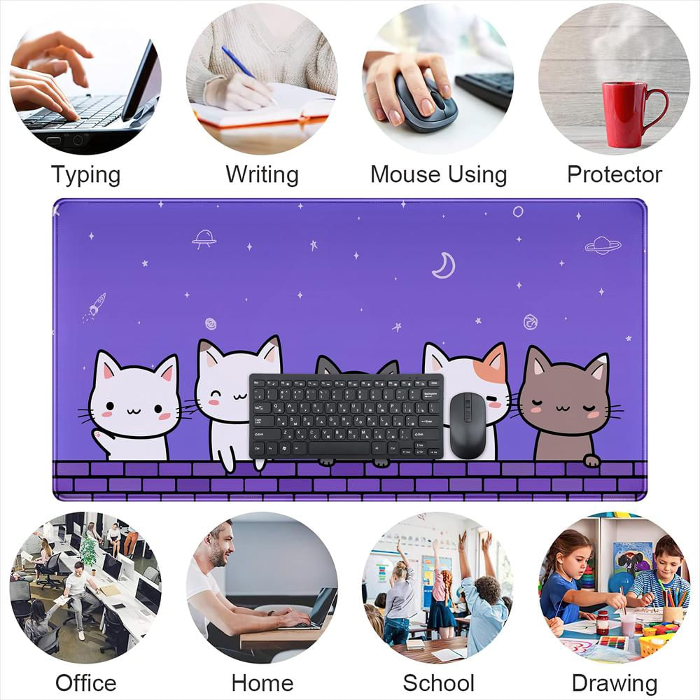 Tapete De Escritorio Kawaii Xxl Con Gatos Morados img #4