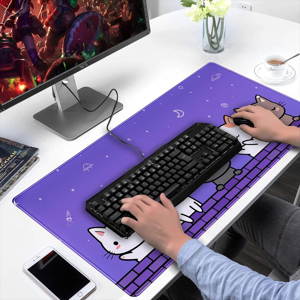 Tapete De Escritorio Kawaii Xxl Con Gatos Morados img #5