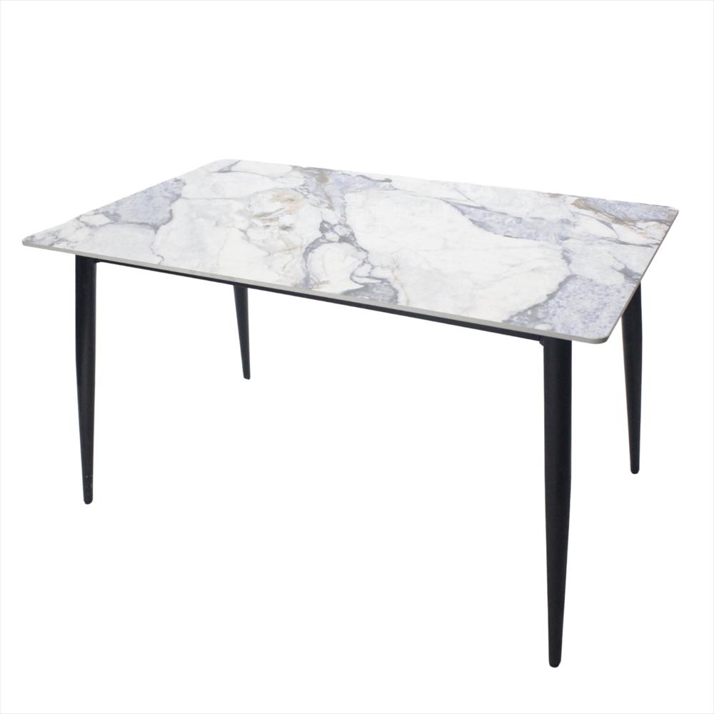 Mesa De Comedor Genova En Marmol Color Blanco Con Azul