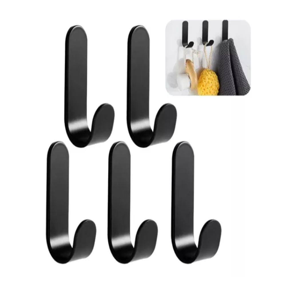 Gancho Colgador Perchero Sencillo Negro Pack X 5 Unds