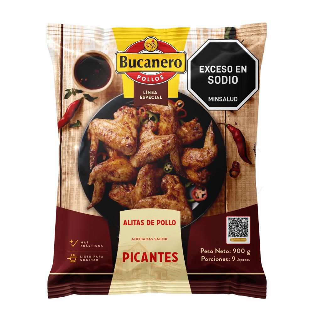 Alitas o alas EL BUCANERO picantes adobadas (900 gr)
