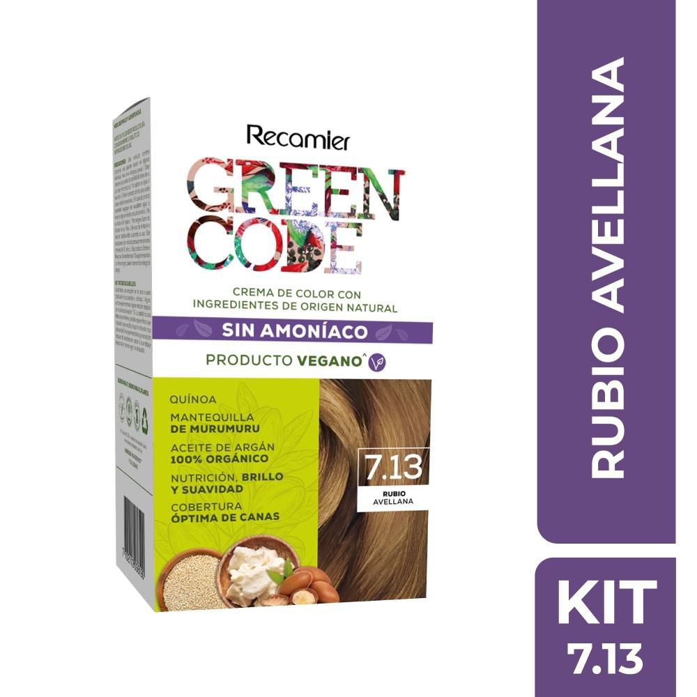 crema GREEN CODE tinte Color Kit 7.13 Rubio Avellana (1 und)