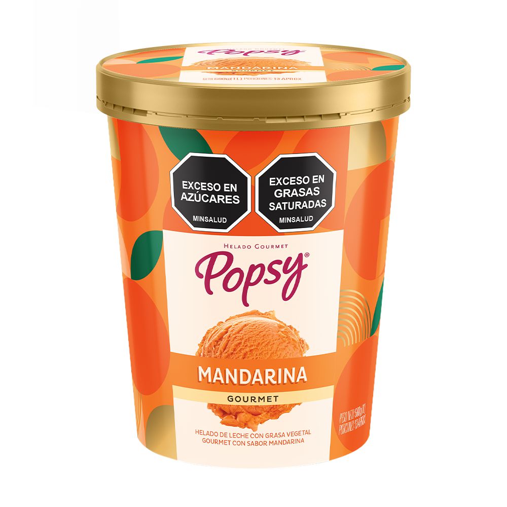 Helado con sabor POPSY Mandarina Gourmet Lt (600 gr)