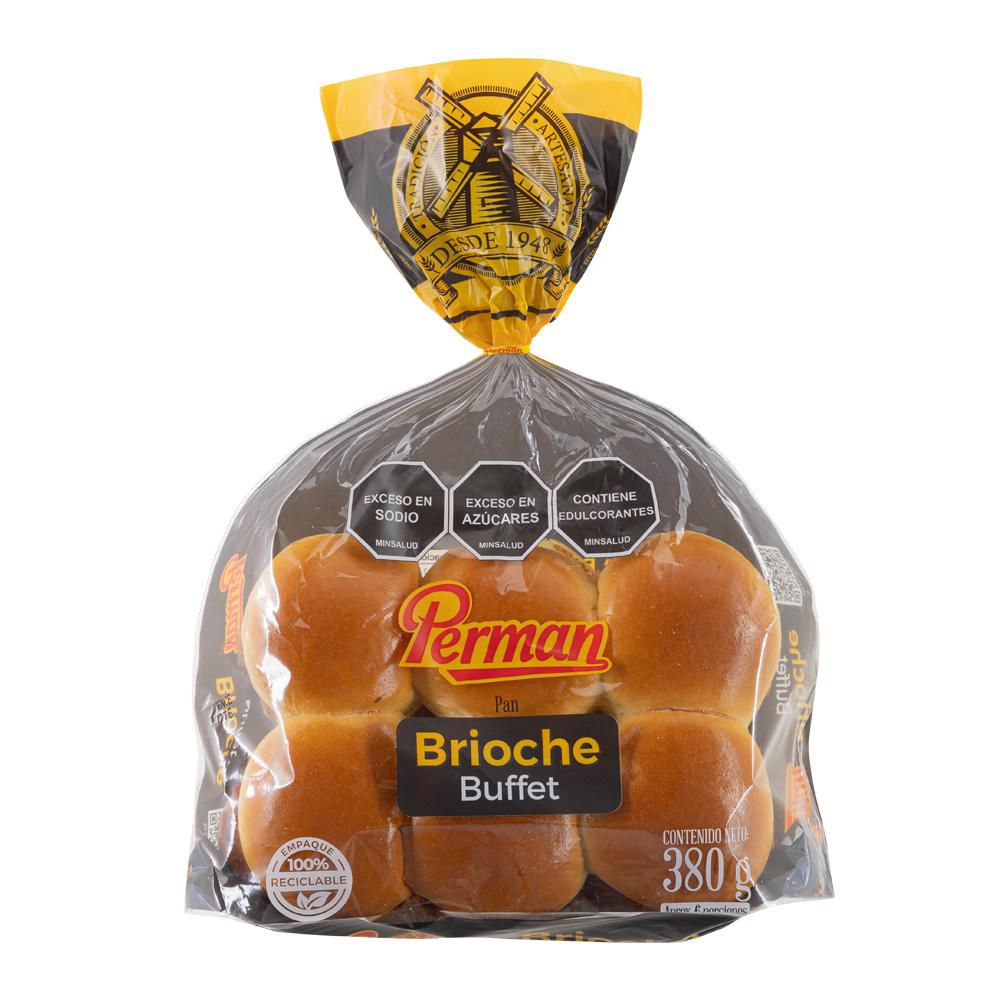 Pan Tipo Buffet Brioche PERMAN Corteza brillante,sabor mantequilla (370 gr)