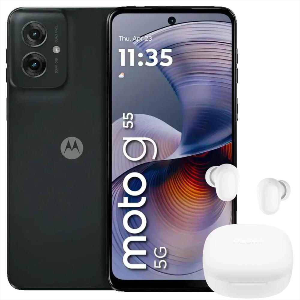 Celular Motorola Moto G55 5G 256Gb /8Gb Black + Buds 6 Play Wht