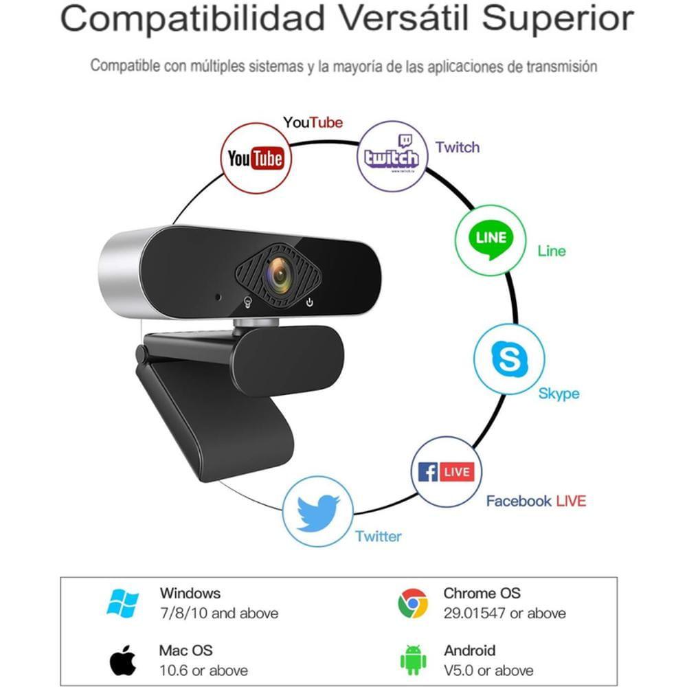 Cámara Webcam Audio Y Video Hd 1080P Web Reducción De Ruido img #4