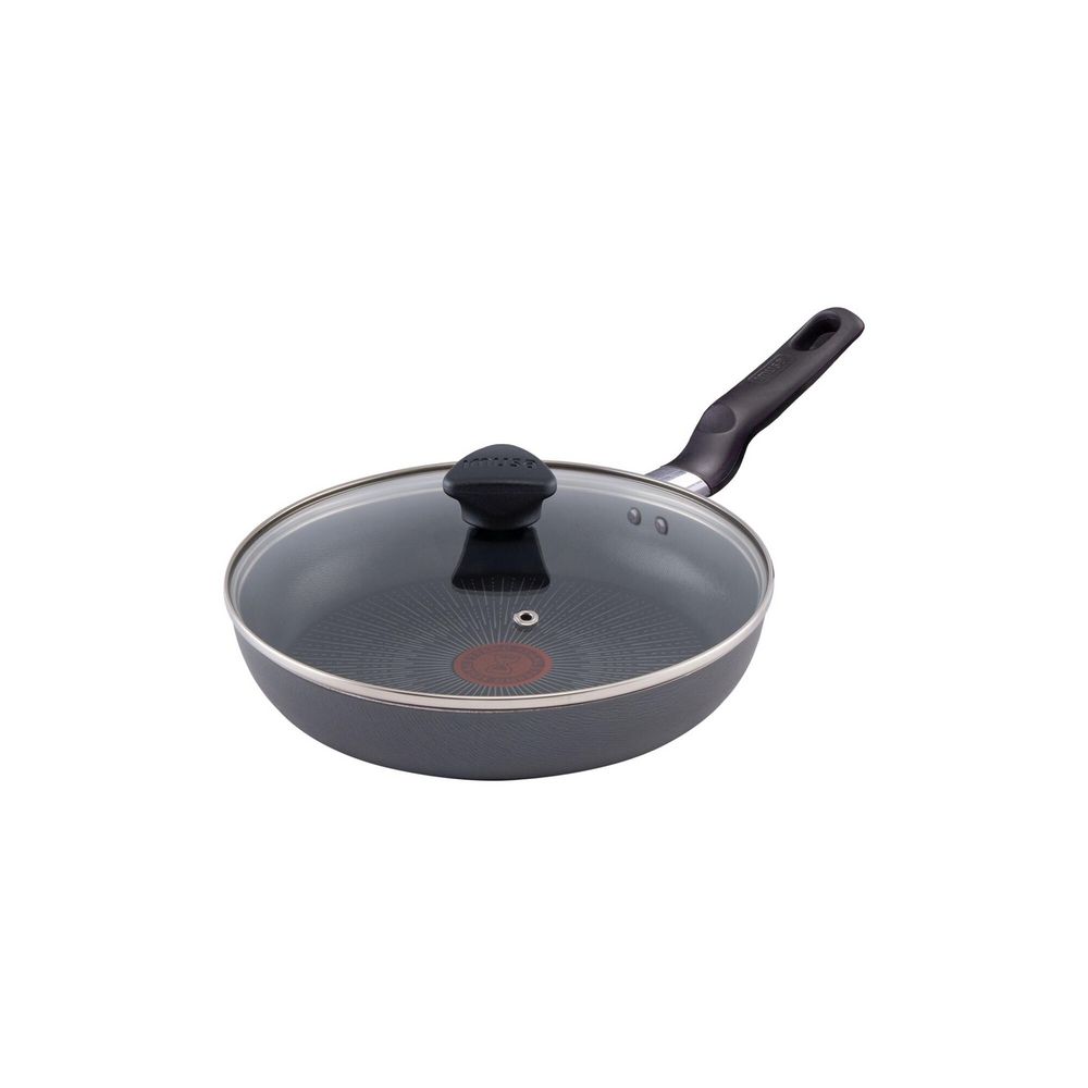Sarten IMUSA Aluminio 26 cm Antiadherente Tapa de Vidrio 2 Piezas Gris