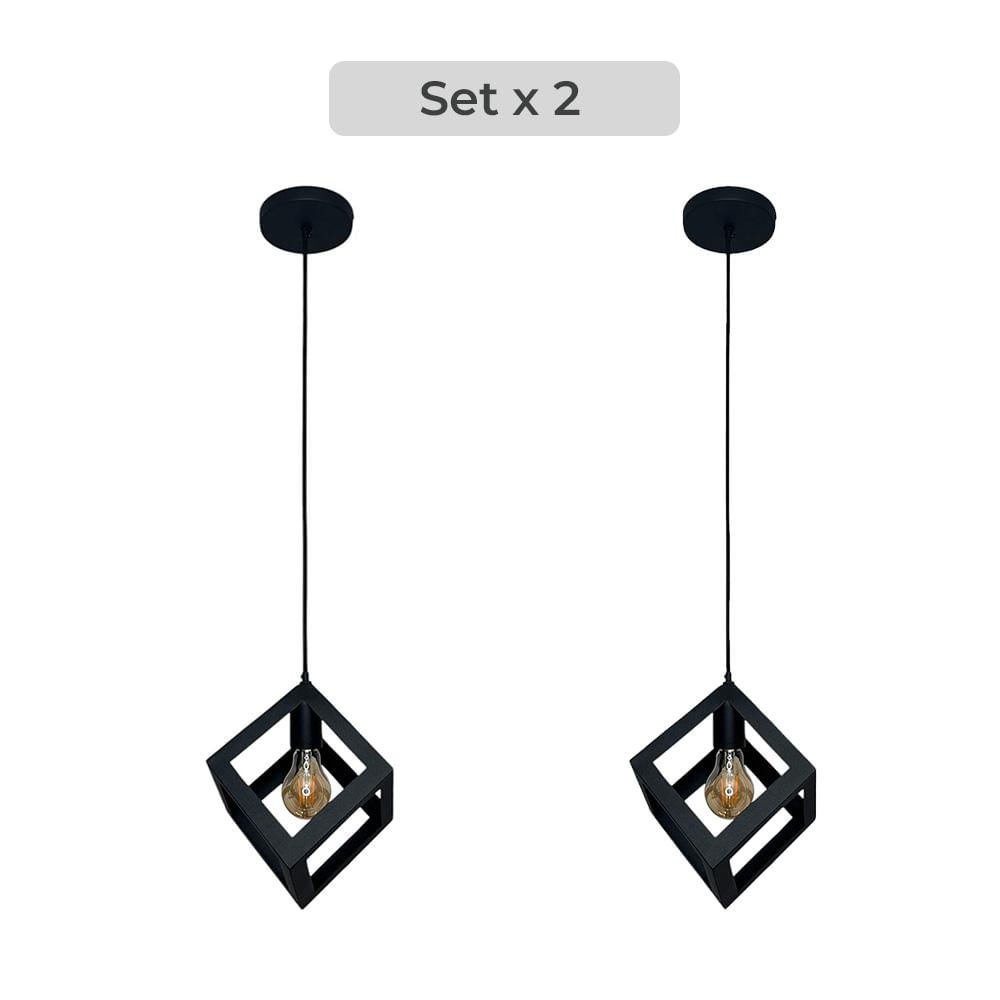 Set X2 Lámpara De Techo Charlote Cubo Cuadrado Diseño Decorativo Moderno