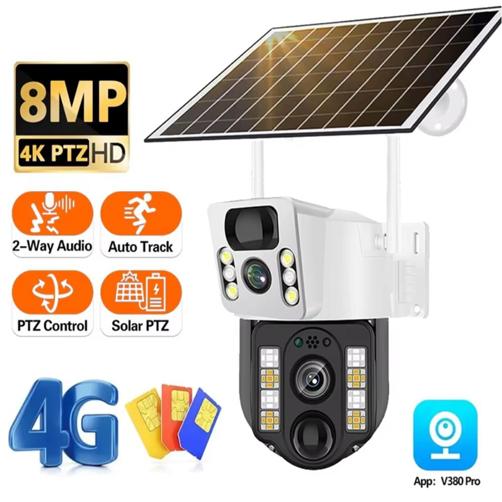 Camara De Seguridad Con Panel Solar Sim 4G Wifi Lente Dual Camara De Seguridad Con Panel Solar Sim 4G Wifi Lente Dual