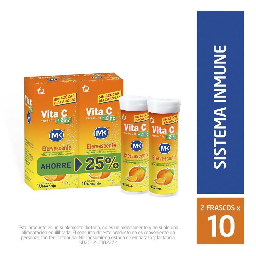 Tabletas VITAMINA C MK  + zinc efervescente (20  und)