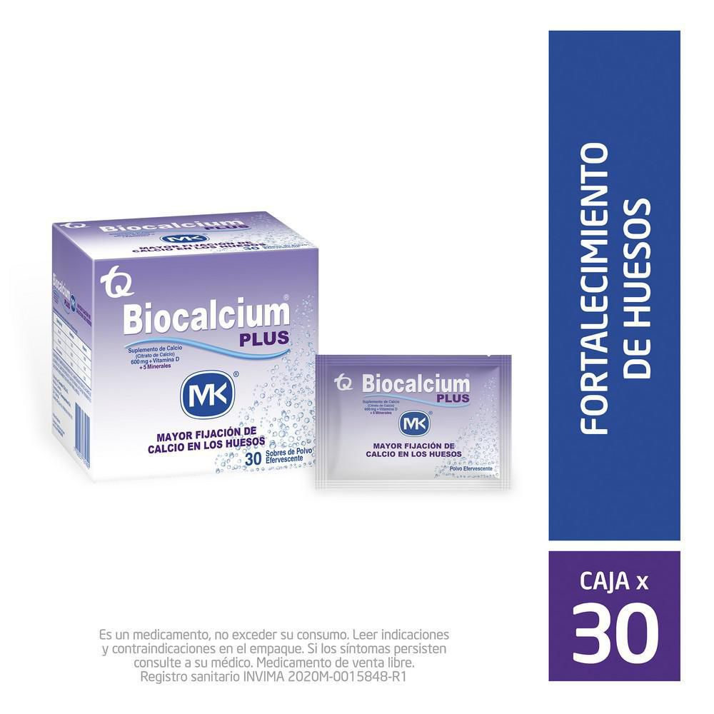Suplemento vitamínico BIOCALCIUM MK fortalecimiento de huesos (30 und)