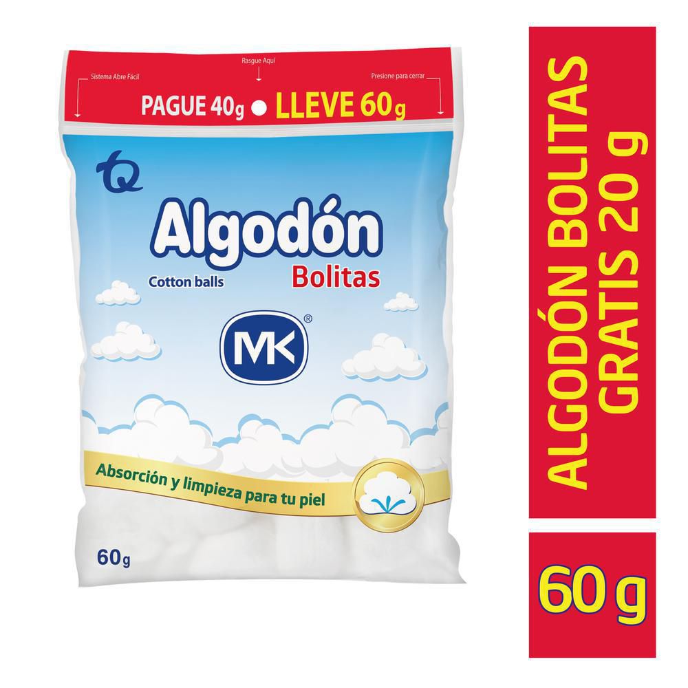 Bolitas ALGODON MK absorción y limpieza para tu piel (40 gr)