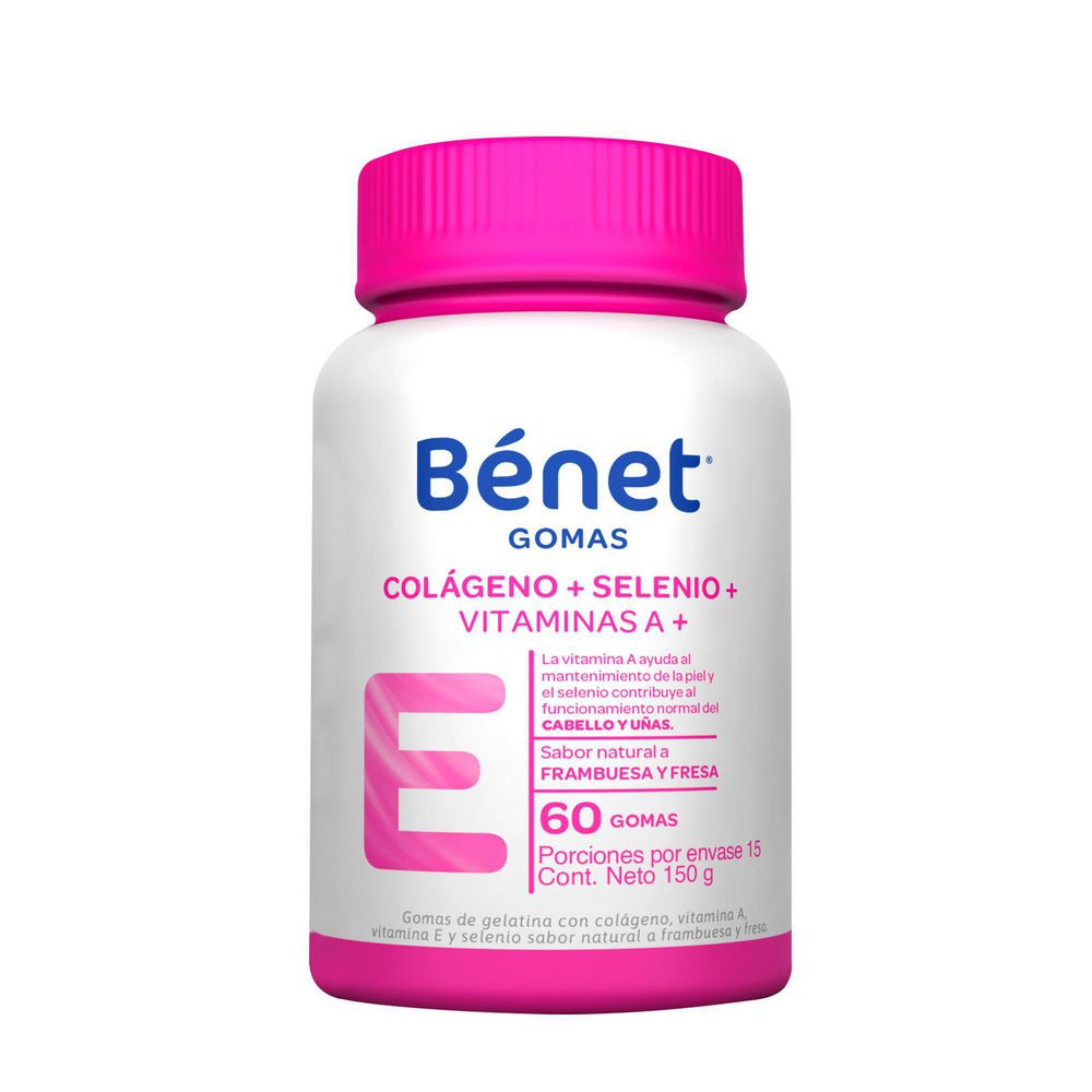 Gomas BENET colágeno + selenio + vitamina a (60 und)