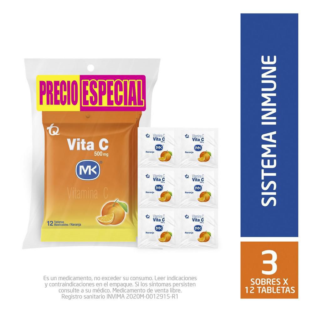 Tabletas VITAMINA C MK masticables naranja (94 gr)
