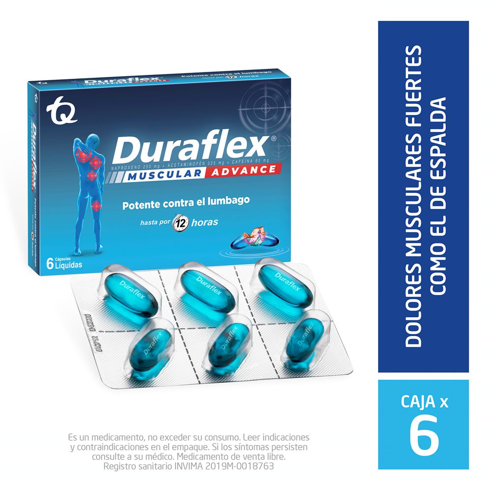 Cápsulas Líquidas DURAFLEX Dolores Musculares Y Espalda (6 und)