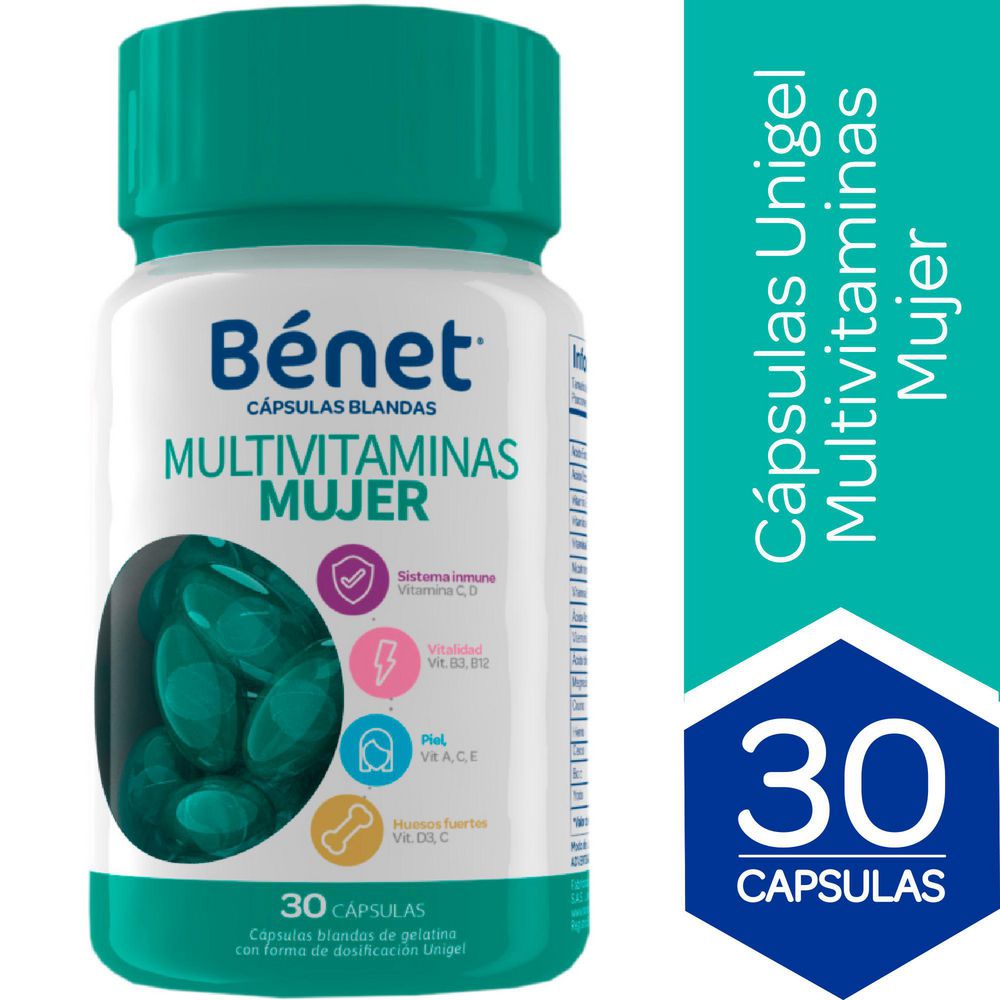 Cápsulas BENET unigel multivitaminas mujer (30 und)