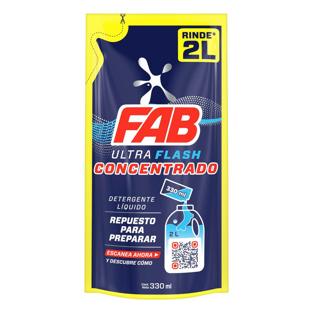 Detergente Líquido FAB Ultra Flash Vibra Concentrado (330  ml)