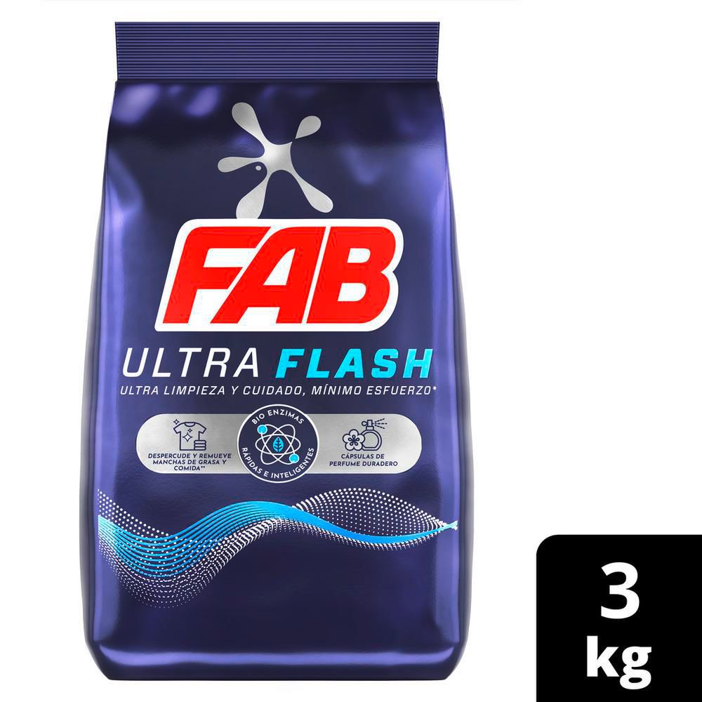Detergente En Polvo FAB Ultra Flash (3000  gr)