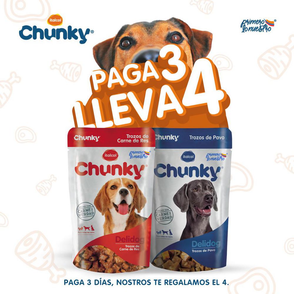 Deli Dog Pague 3 Lleve 4 Pavo Carne CHUNKY 300  gr