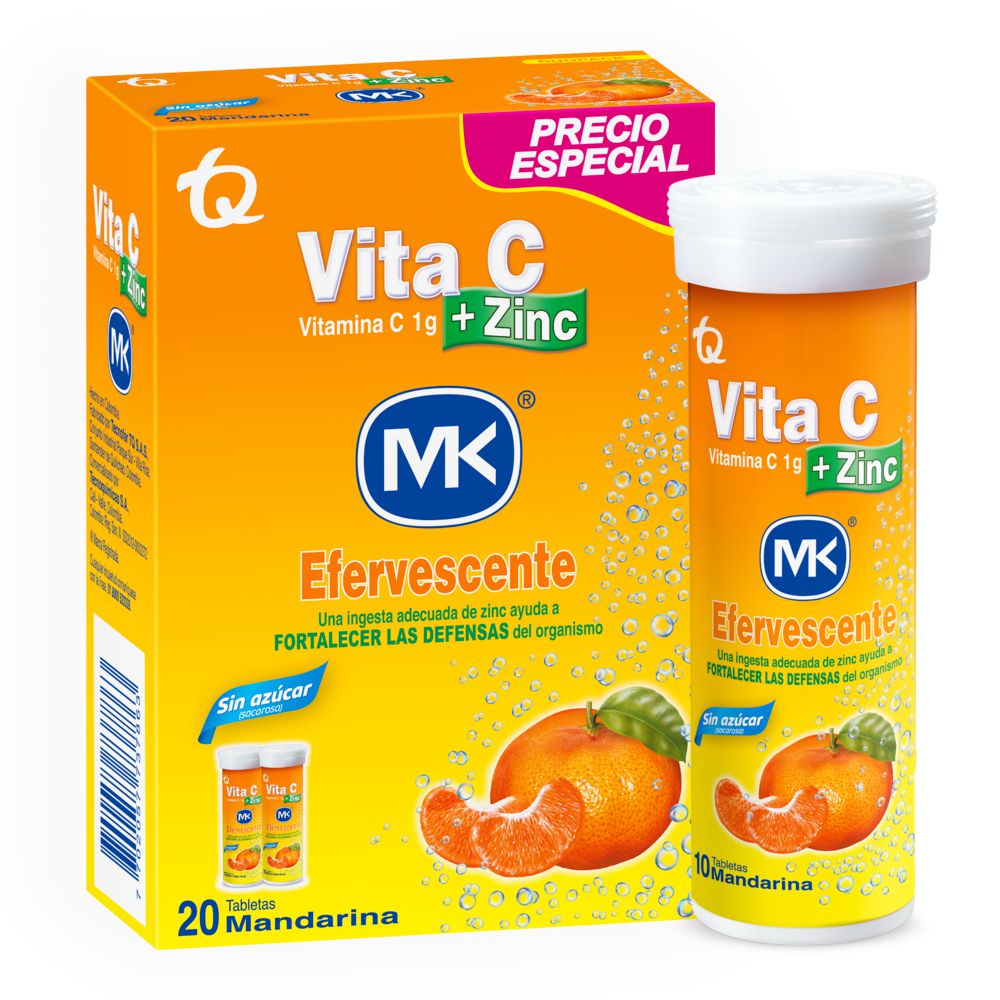 Vitamina C MK efervescente + zinc sabor mandarina (1 und)