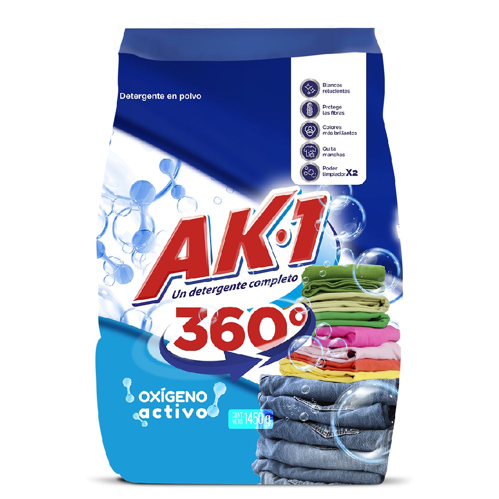 Detergente en polvo AK1 con oxígeno activo (1450 gr)