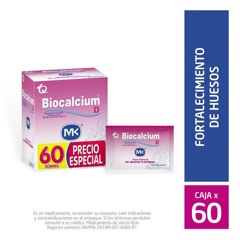 Suplemento vitamínico BIOCALCIUM MK + con vitamina D (60 und)