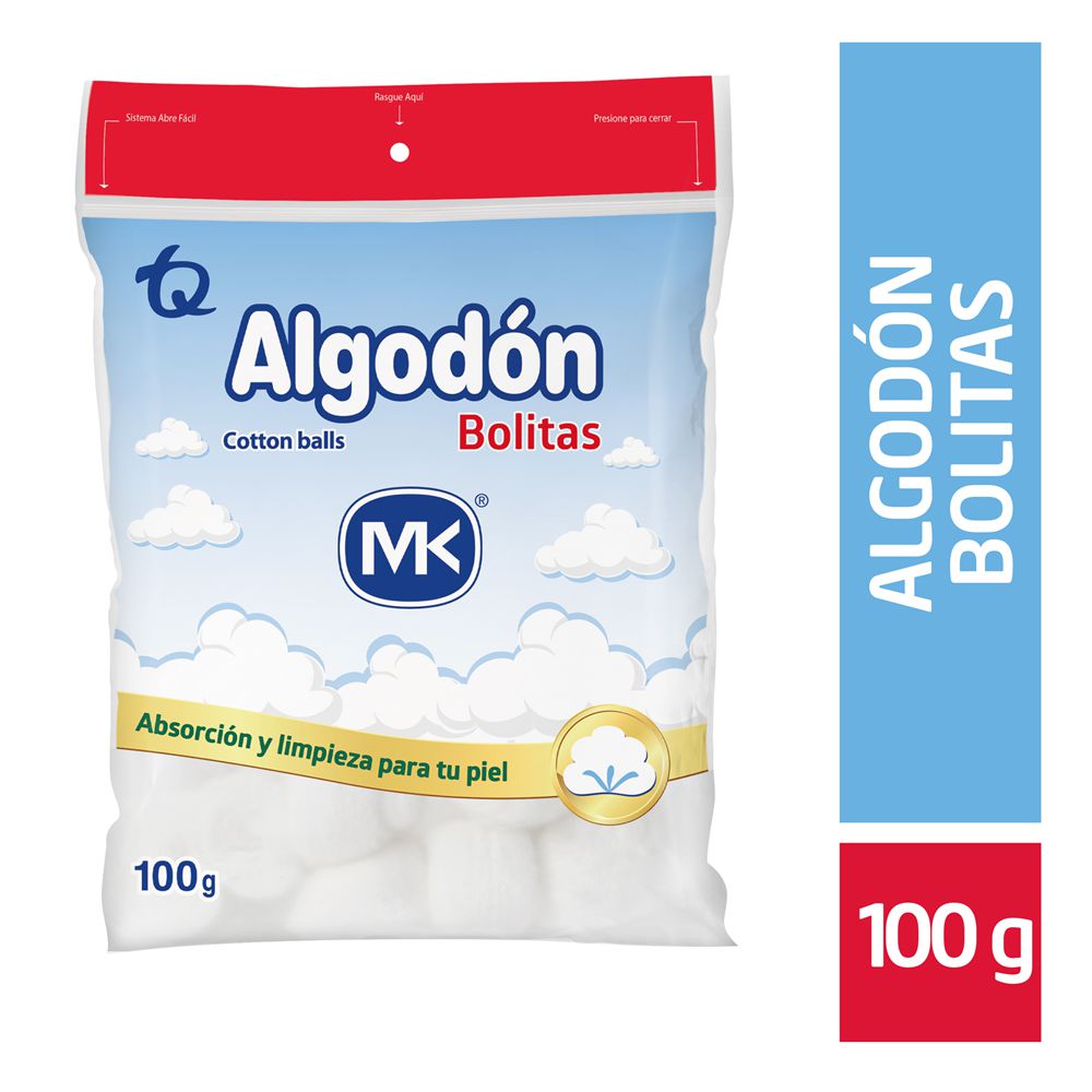 Bolitas ALGODON MK absorción y limpieza para tu piel (100 gr)