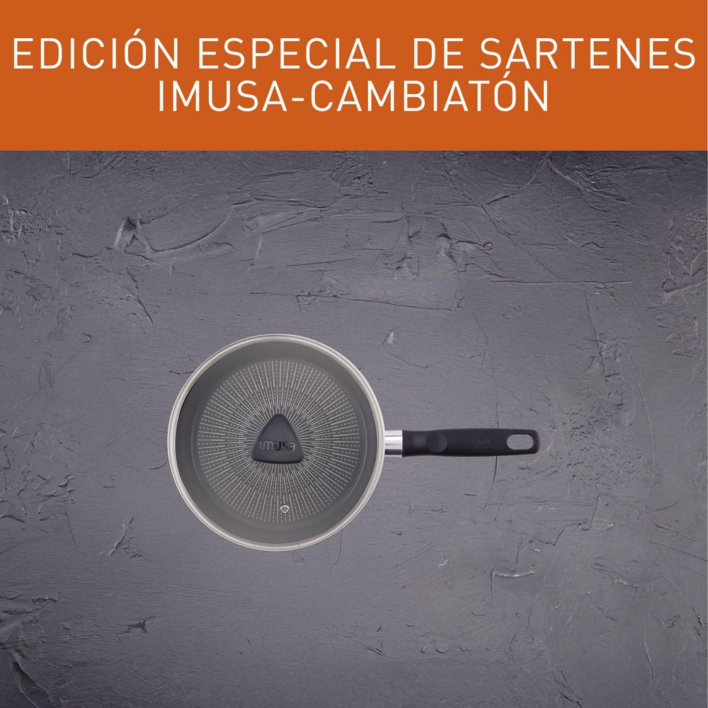 Sarten  IMUSA Aluminio 20 cm Antiadherente Tapa de Vidrio 2 Piezas  Gris img #5