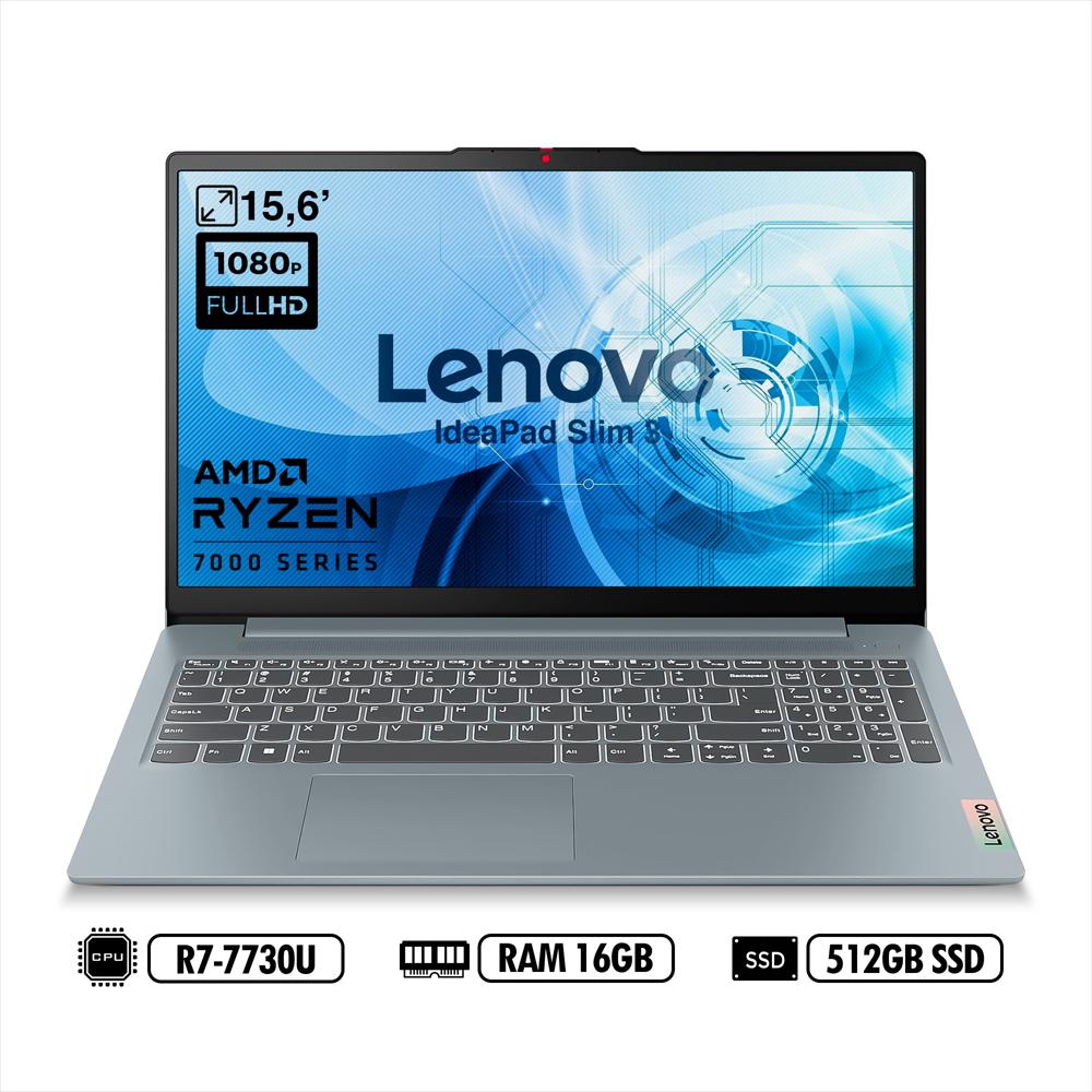 Portátil Lenovo Ip Slim 3 15Abr8 Amd R7 7730U Ram 16Gb Ddr4 512Gb Ssd Grey