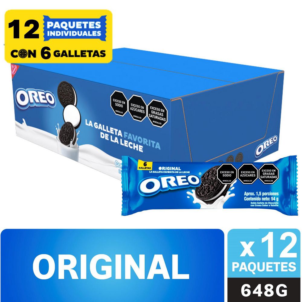 Galletas OREO Original x12 paquetes (648 gr)