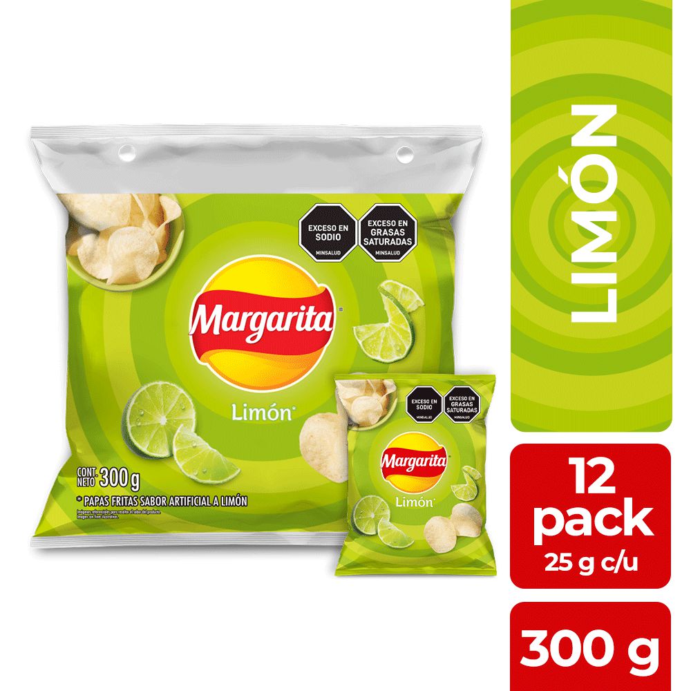 Papas MARGARITA Limón x12und 25gr (300 gr)