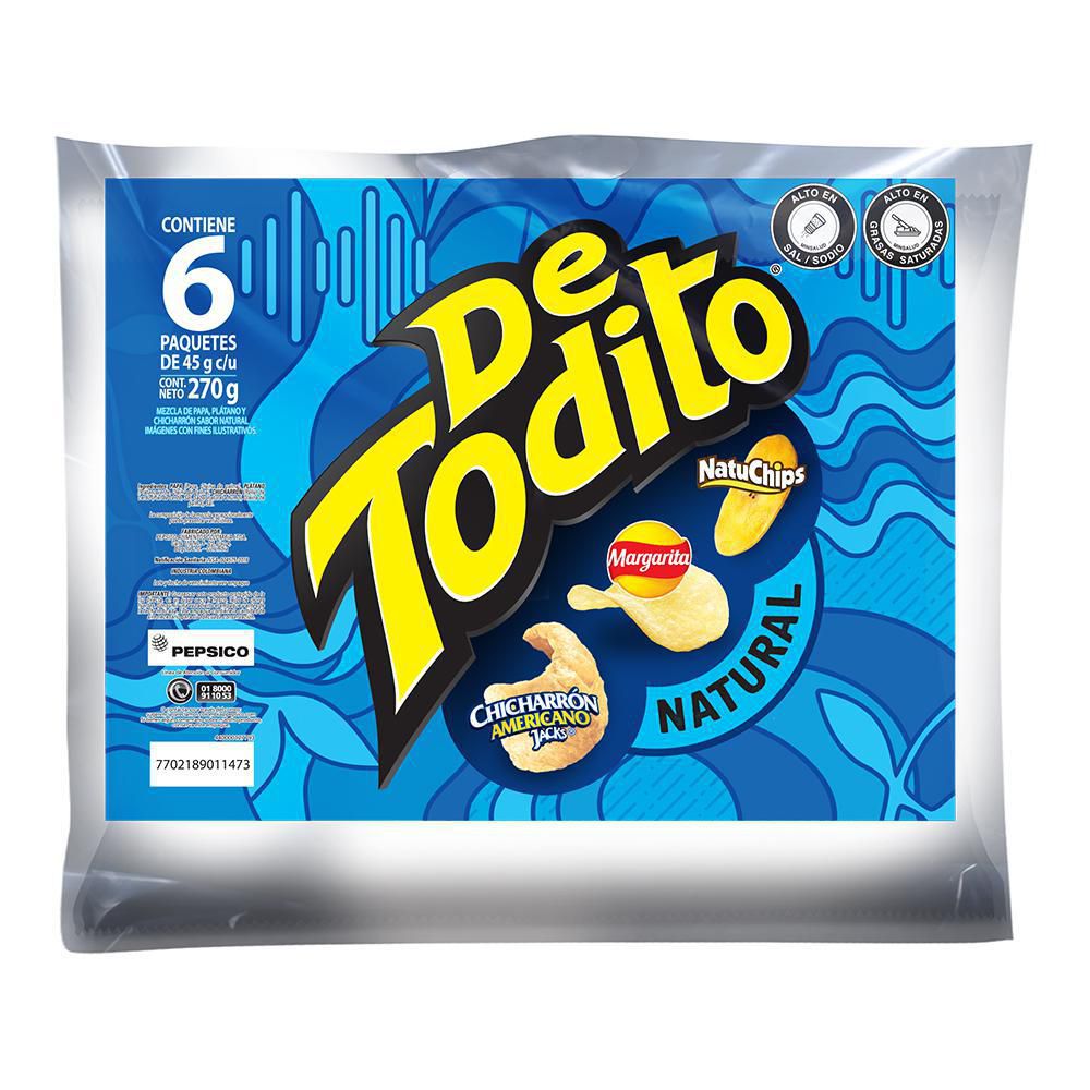 Pasabocas DETODITO Natural x6und 45gr (270 gr)