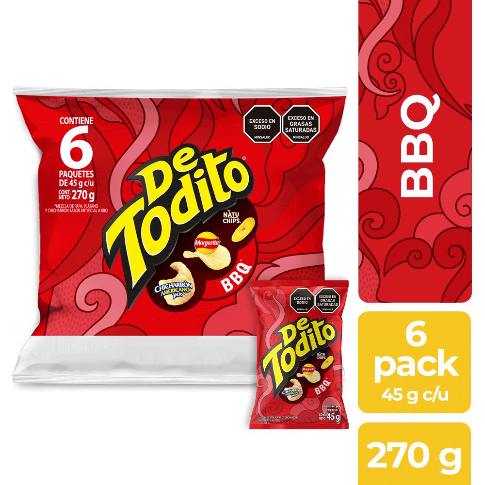 Pasabocas DETODITO BBQ x6und 45gr (270 gr)