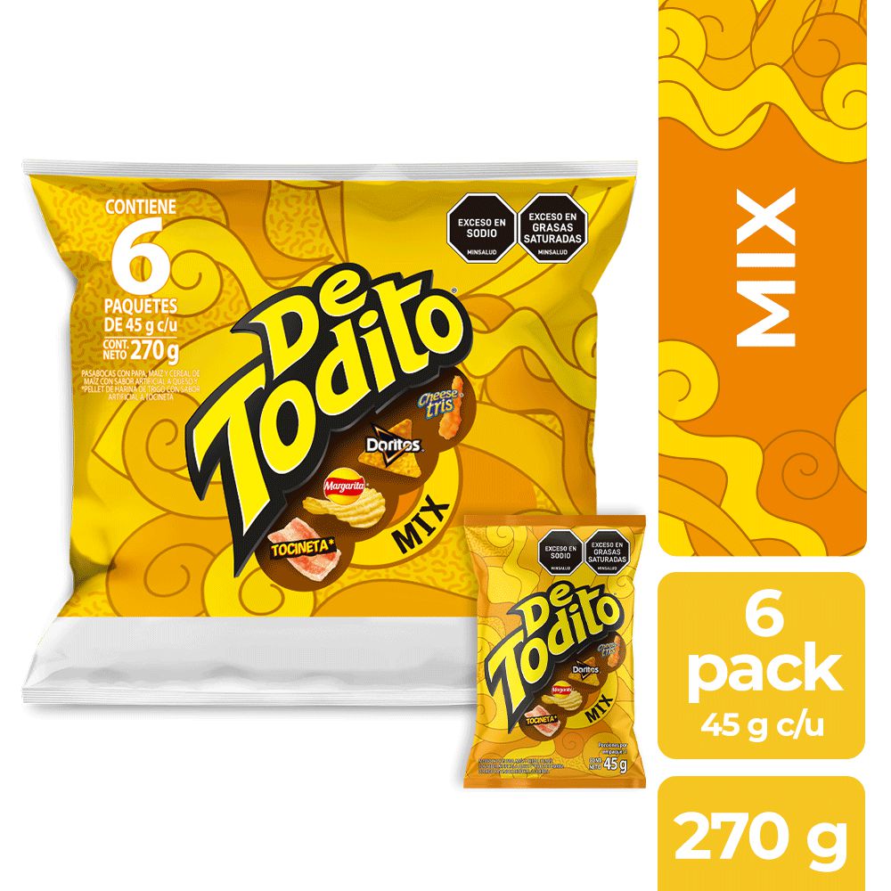 Pasabocas DETODITO Surtidos x6und 45gr (270 gr)