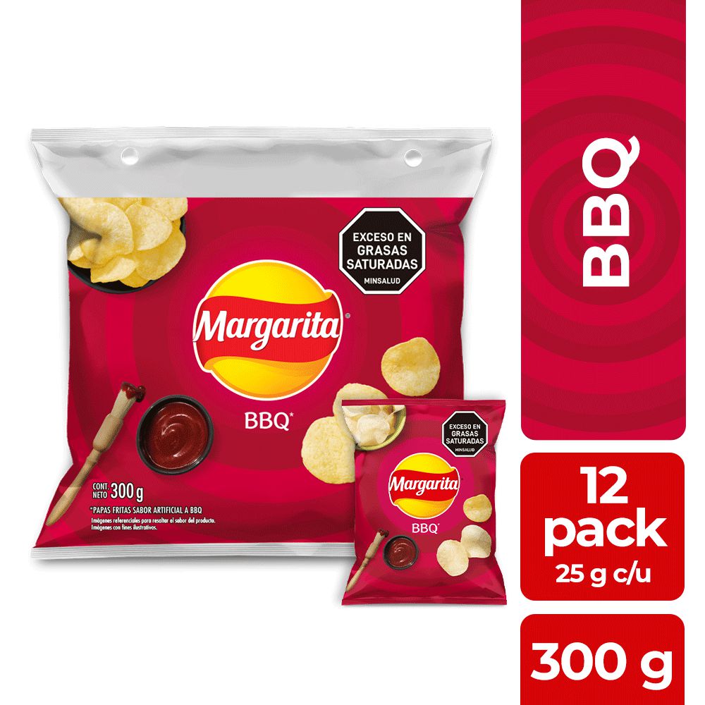 Papas MARGARITA BBQ x12und 25gr (300 gr)