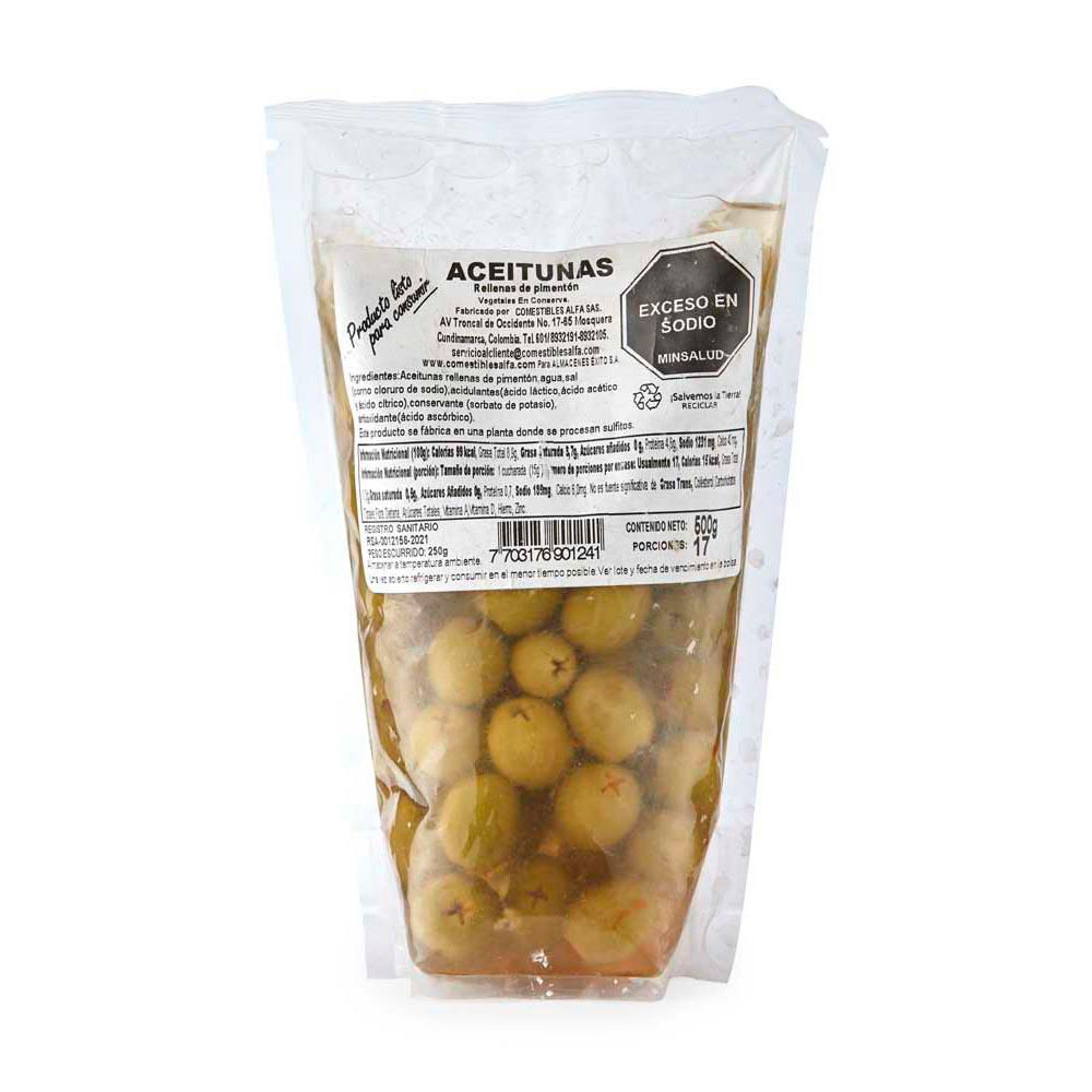Aceitunas ALFA Rellenas de pimentón en conserva (250 gr)