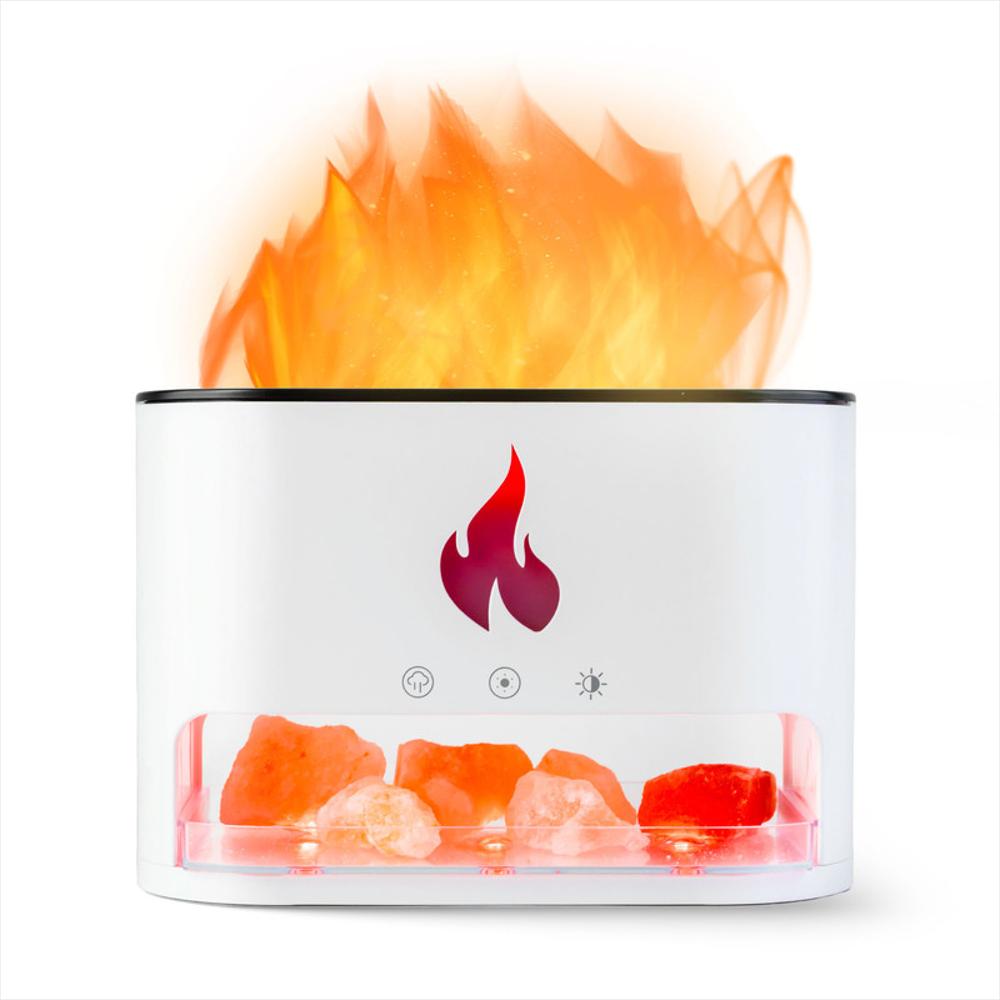 Humidificador Y Difusor De Aromas Efecto Llama Y Luces Led Blanco