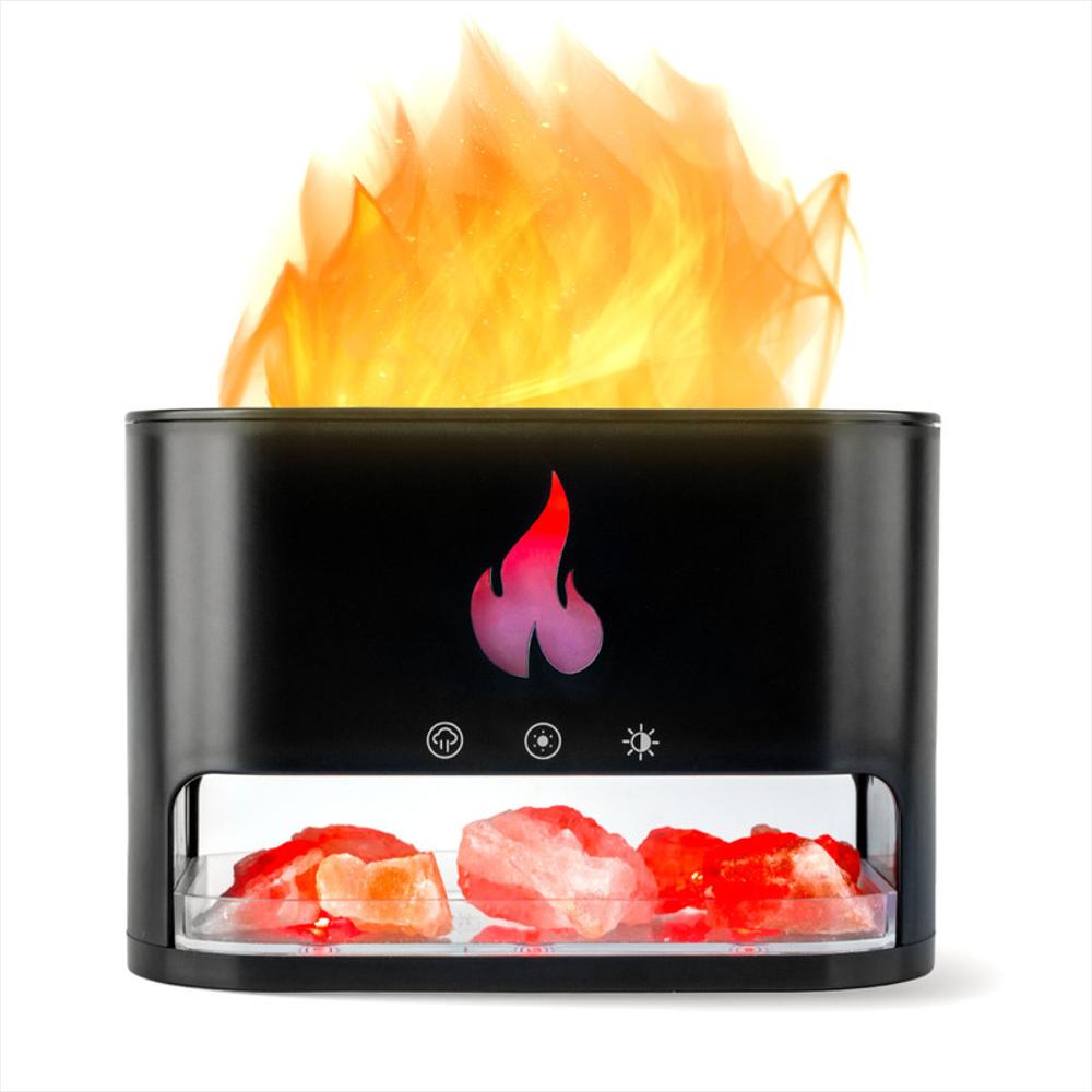 Humidificador Y Difusor De Aromas Efecto Llama Y Luces Led Negro