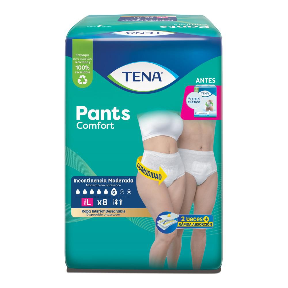 Ropa interior absorbente TENA pants clásicos talla L (8  und)