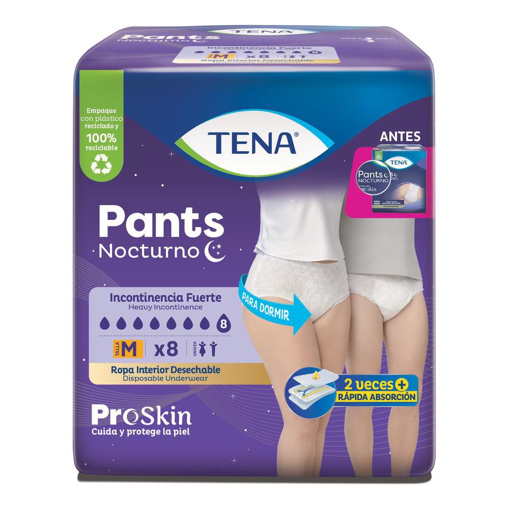 Ropa interior absorbente TENA pants nocturnos talla M (8 und)