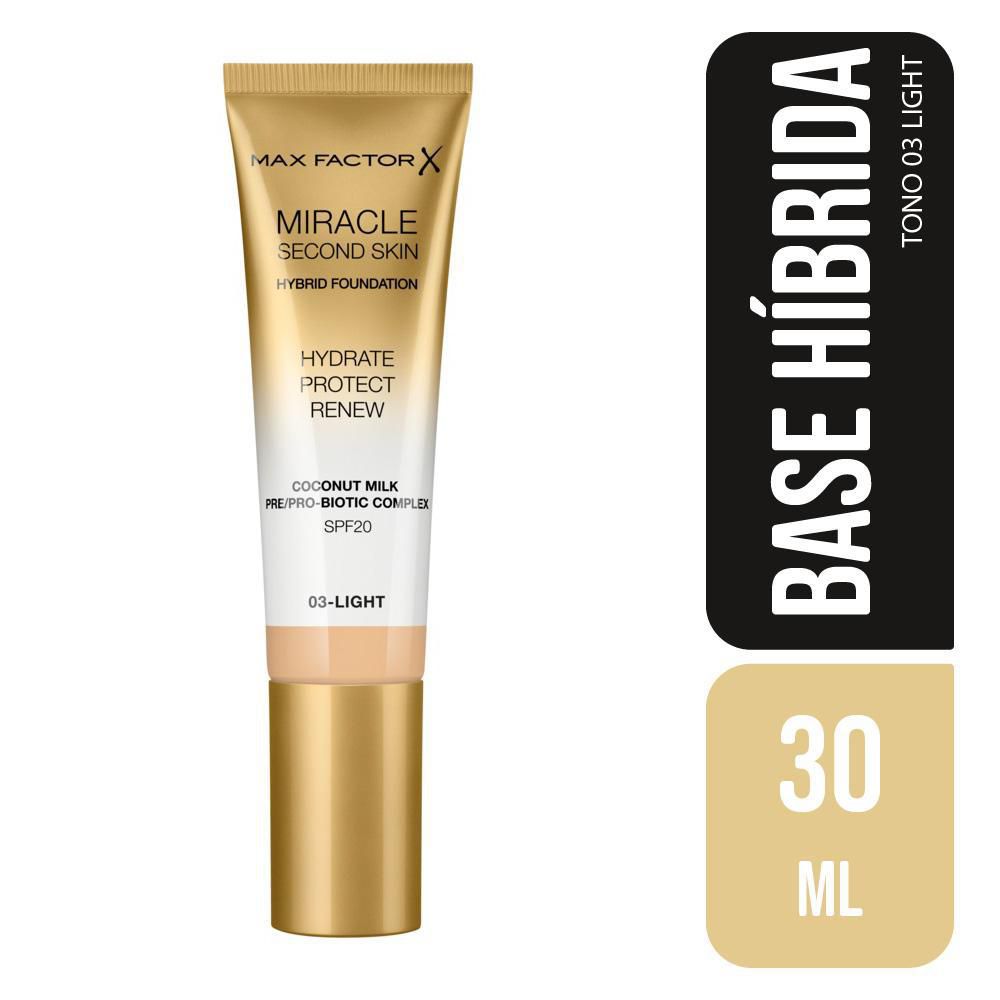 Base híbrida MAX FACTOR Miracle second skin tono 03 (30  ml)