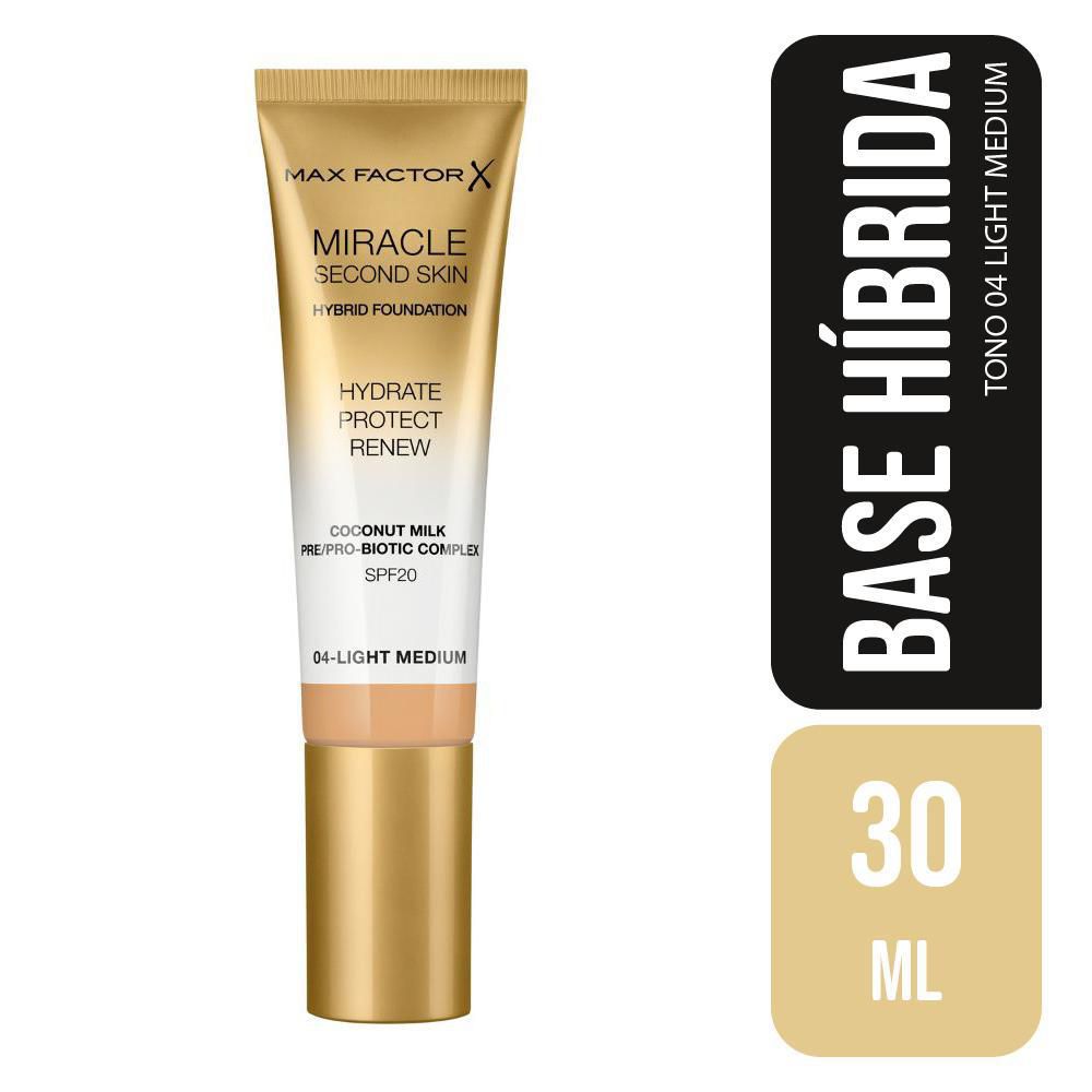 Base híbrida MAX FACTOR Miracle second skin tono 04 (30  ml)