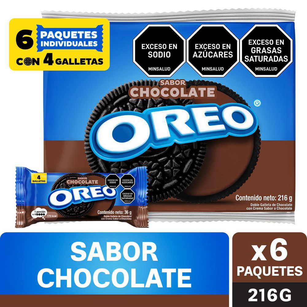 Galletas OREO Chocolate x6 paquetes (216 gr)