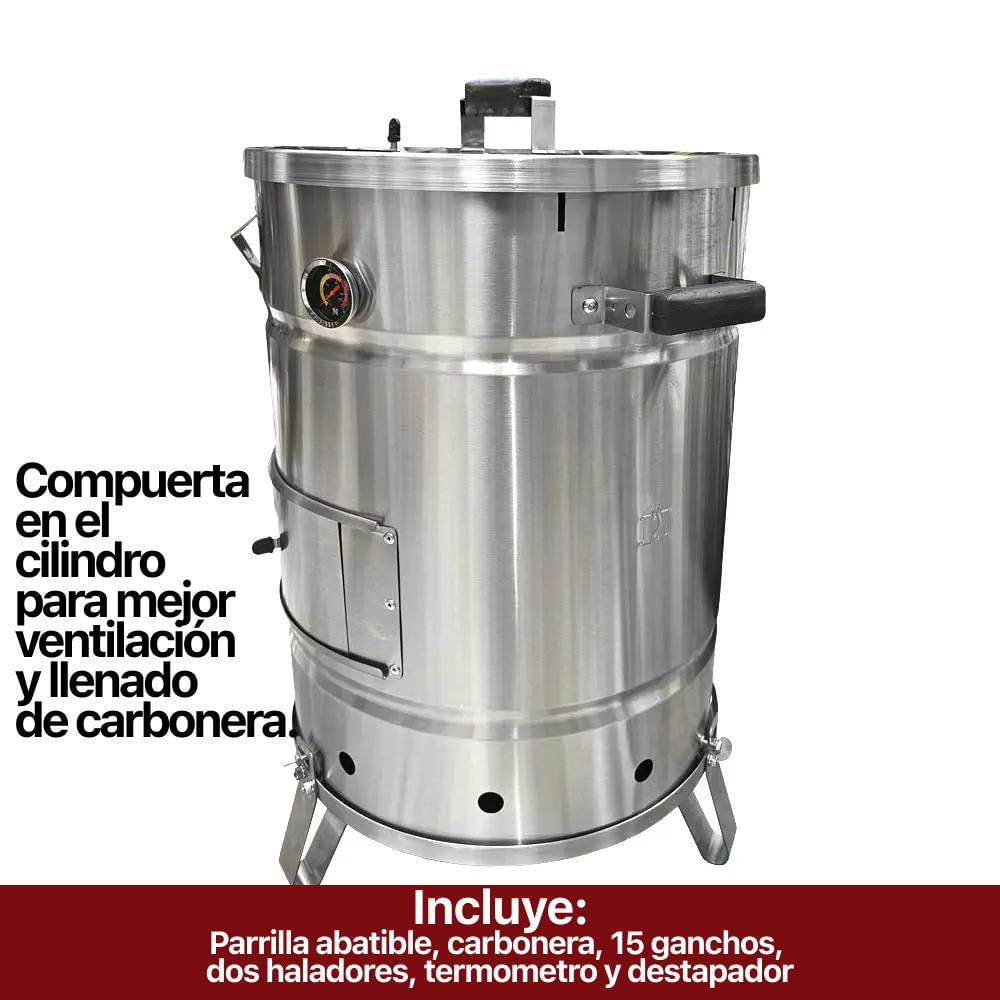 Barril Ahumador Búfalo Premium En Acero Inoxidable img #3
