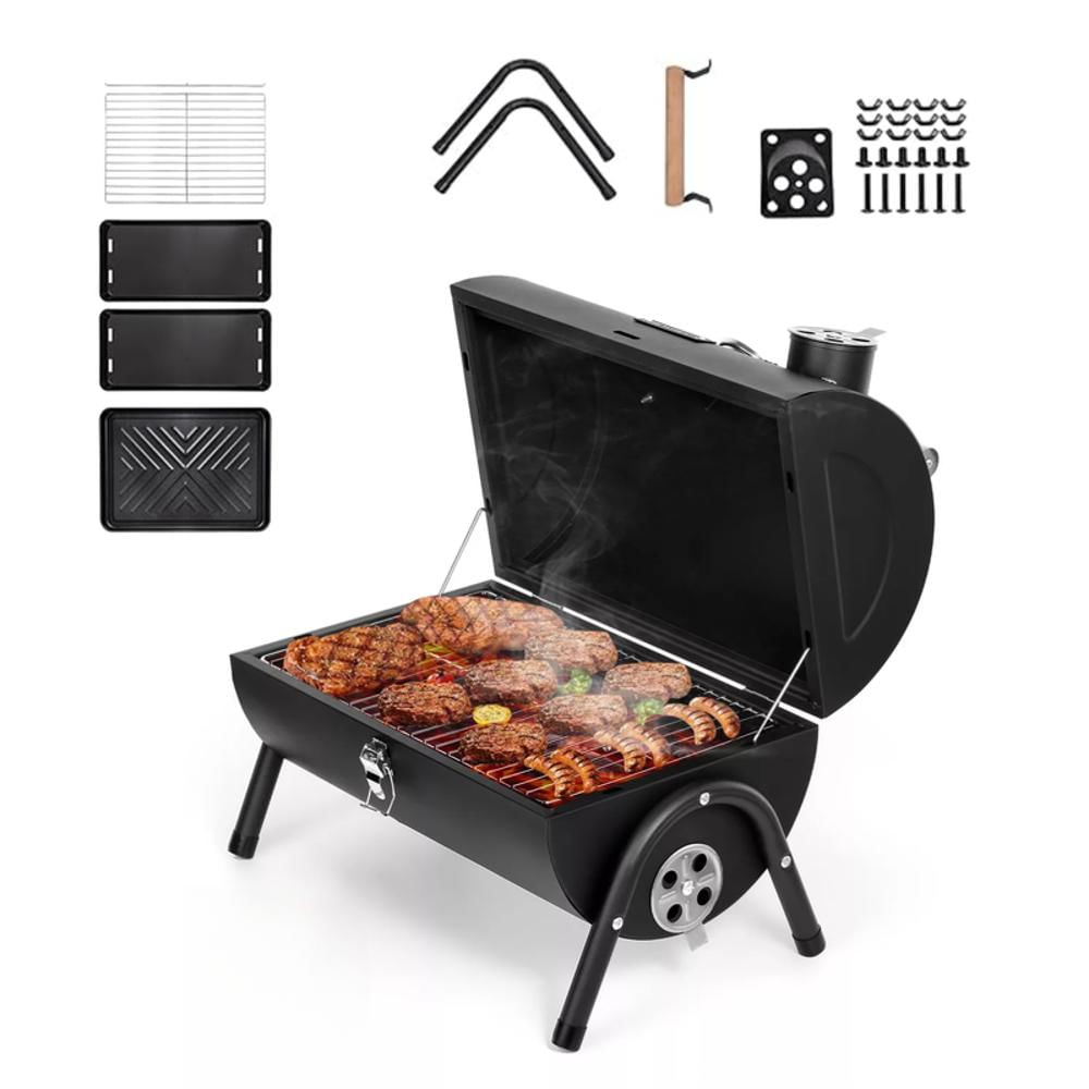 Asador Portátil Mini Parrilla Cilíndrico De Acero 2 En 1