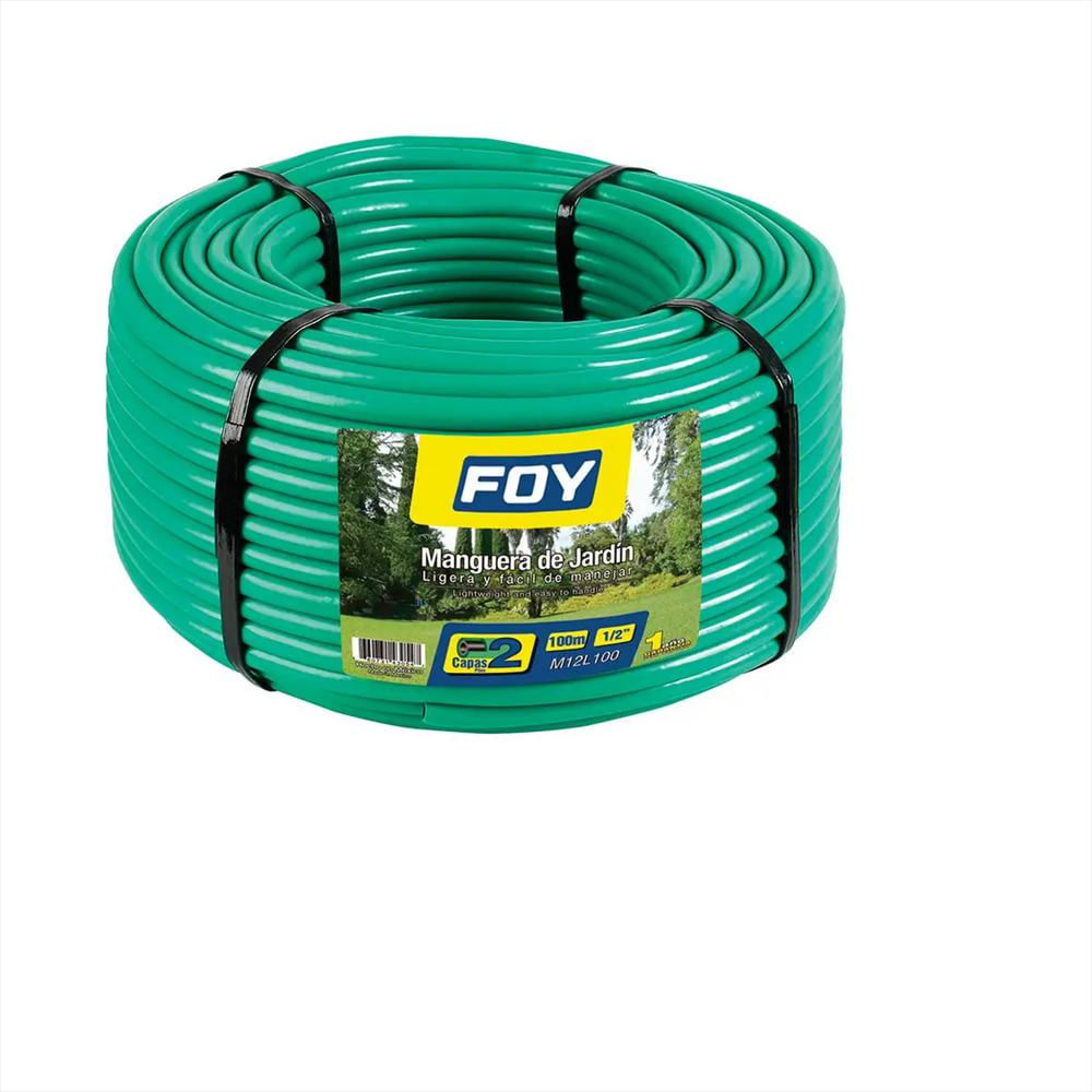 Manguera De Agua Para Jardín 100 M X 1/2 Pulgadas Lisa Foy 2 Capas