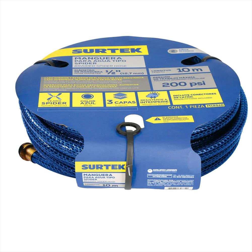 Manguera De Jardín 25 M X 1/2 Pulgadas Spider Surtek Con Conectores