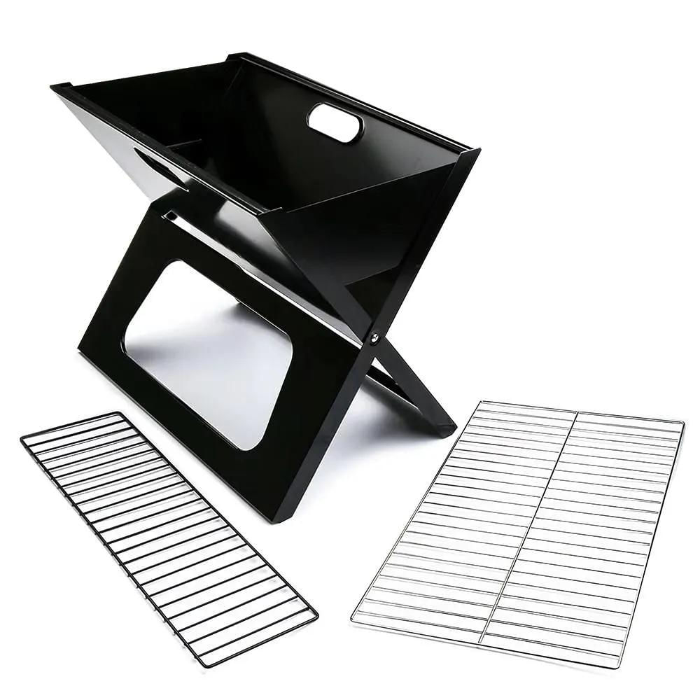 Asador Portatil Plegable De Carbon Acero Inoxidable 44 X 27